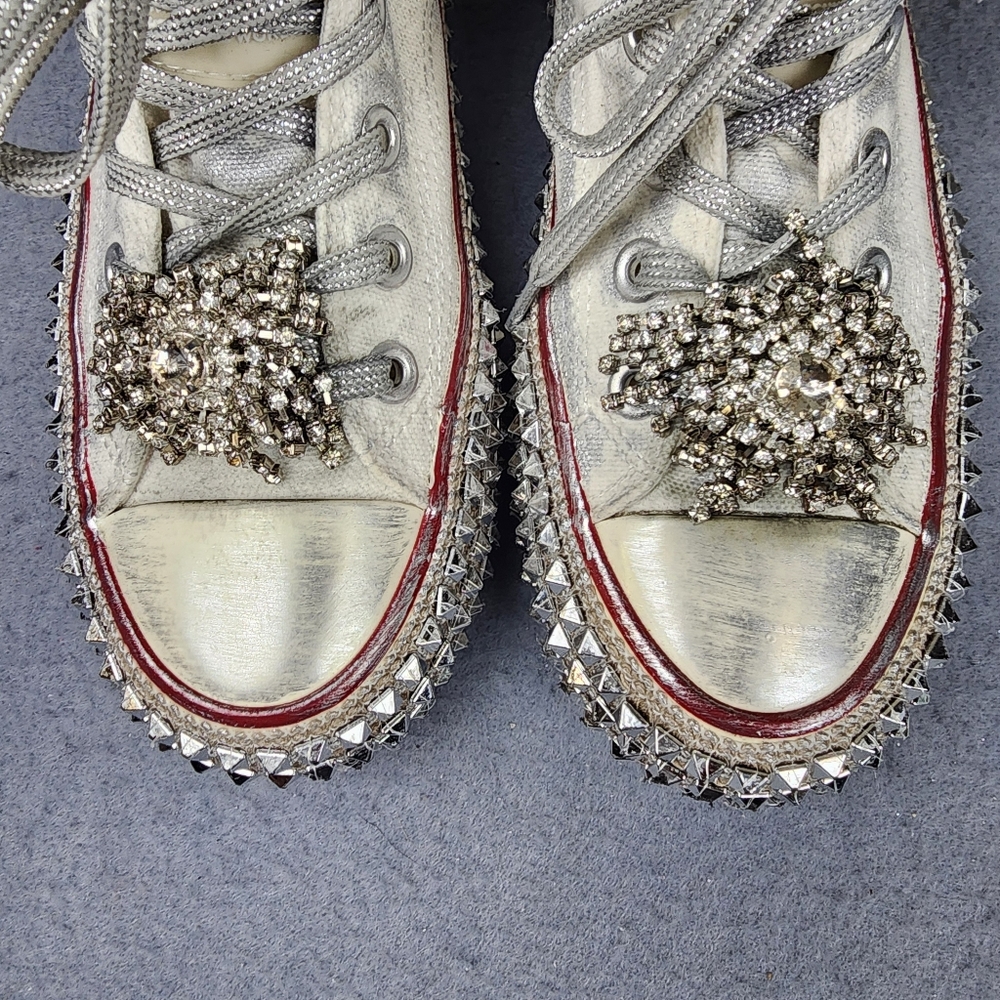 Nan-Ku Shoes Free People White Cruise Studded Hi Top Sneakers Size 36 - Picture 4 of 10